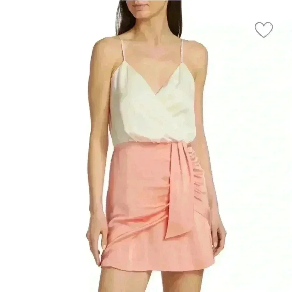 Ramy Brook Satin Polly Mini Dress | Cream Pink | SZ‎ S